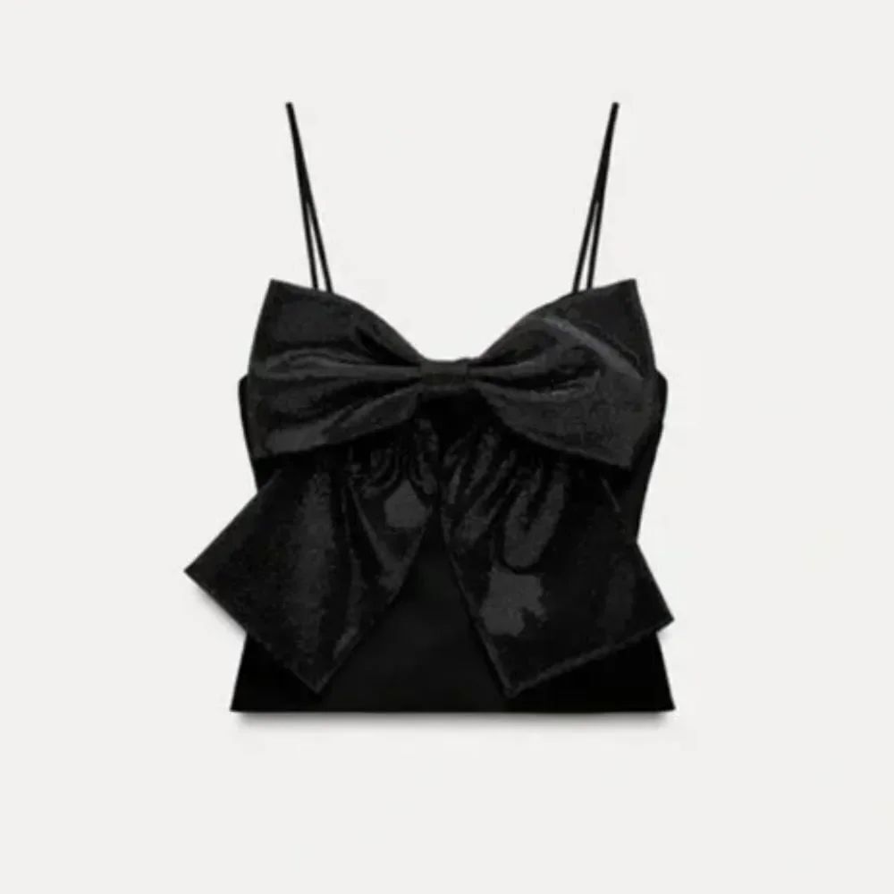 NWT Zara Rhinestone Bow Crop Top
